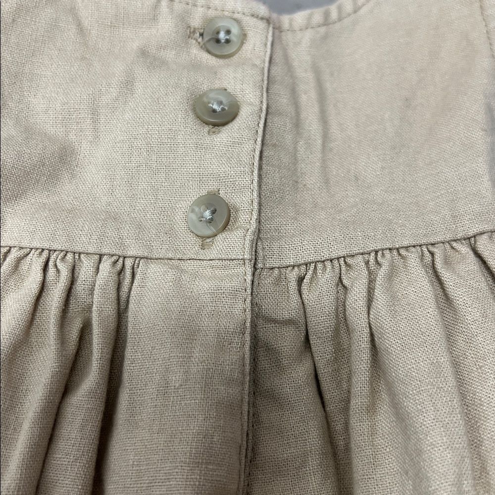 Tea Collection Tan and Orange Stripe linen dress 6-12 months - Picture 10 of 14